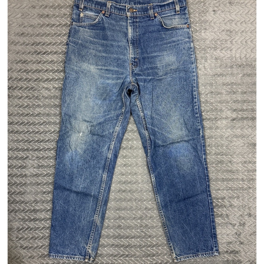 Vintage Levis 550 Orange Tab Jeans Men 34x29 USA Denim Grunge Thrashed Faded